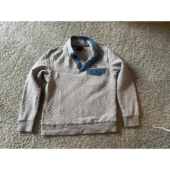Women's Patagonia Crewneck Sweater S Gray with Blue Accents - Picture 2 of 6